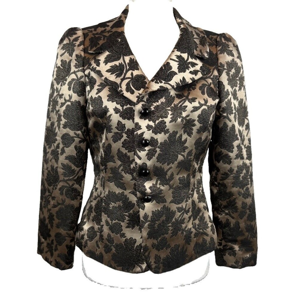 VTG Tahari Arthur S. Levine Floral Brocade Metallic Blazer, Size 6